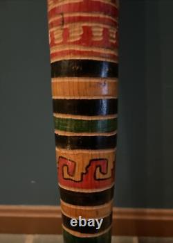 Vintage Folk Art Carved Wood Baseball Bat Acapulco Mexico 1970s Rare