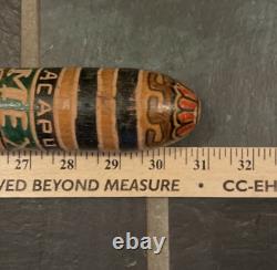 Vintage Folk Art Carved Wood Baseball Bat Acapulco Mexico 1970s Rare