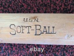 Vintage Hillerich & Bradsby No. 102 USN Navy Softball Bat 34 Military H&B Wood