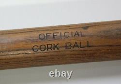 Vintage Hillerich & Bradsby Official Cork Ball Baseball Bat