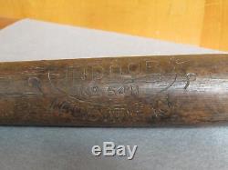 Vintage Hillerich&Bradsby early No. 54H Wood Indoor Baseball Bat 34 Hickory H&B