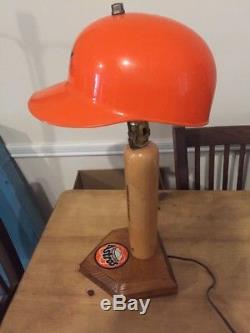 Vintage Houston Astros Nolan Ryan Baseball Bat Lamp Orange Helmet Shade Light