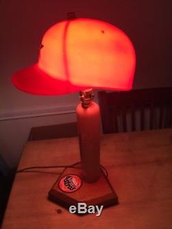 Vintage Houston Astros Nolan Ryan Baseball Bat Lamp Orange Helmet Shade Light
