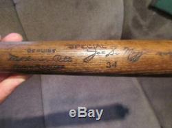 Vintage Joe Dimaggio Melvin Ott Mickey Vernon Baseball Bat All 3 on Same Bat