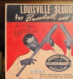 Vintage LOUISVILLE SLUGGER Baseball BATS JOE DiMAGGIO TED WILLIAMS LITHO SIGN