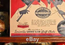Vintage LOUISVILLE SLUGGER Baseball BATS JOE DiMAGGIO TED WILLIAMS LITHO SIGN