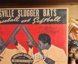 Vintage LOUISVILLE SLUGGER Baseball BATS JOE DiMAGGIO TED WILLIAMS Paper SIGN