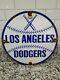 Vintage Los Angeles Dodgers Porcelain Sign Baseball Sport Ball Bat Gas Motor Oil