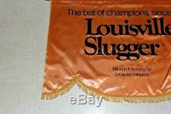 Vintage Louisville Slugger 45X29 Banner Sign great for displaying Baseball Bats