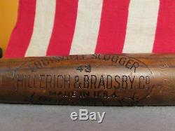 Vintage Louisville Slugger H&B Wood 43 Baseball Bat Outfield Fungo 38 Antique