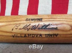 Vintage Louisville Slugger Wood Baseball Bat Billy Williams HOF Villanova Univ