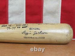 Vintage Louisville Slugger Wood Baseball Bat Signed Reggie Jackson withEvent Flag