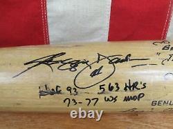 Vintage Louisville Slugger Wood Baseball Bat Signed Reggie Jackson withEvent Flag