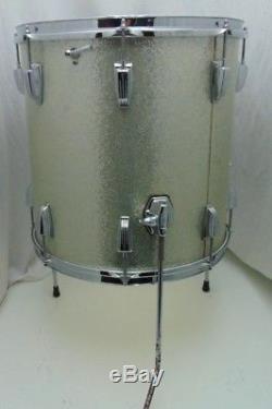 Vintage Ludwig Drums 1966 Silver Sparkle Floor Tom 16x16 Baseball Bat Muffler