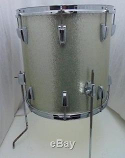 Vintage Ludwig Drums 1966 Silver Sparkle Floor Tom 16x16 Baseball Bat Muffler