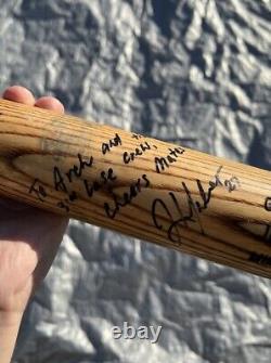 Vintage MLB JUSTIN HUBER MINNESOTA TWINS Autographed Baseball Bat Game Used