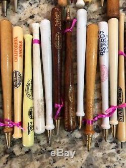 Vintage MLB Wooden/Plastic Baseball Bat Pencil Pen Lot Of 94 Lousiville Slugger