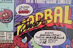 Vintage Madballs Baseball Bat Rare With 7 Madballs Comics #1 issue signed