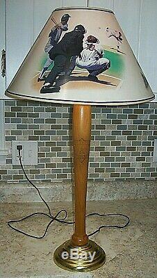 Vintage Major League Baseball Bat Table Lamp, With baseball photos shade