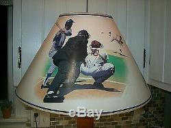 Vintage Major League Baseball Bat Table Lamp, With baseball photos shade