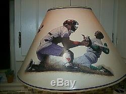 Vintage Major League Baseball Bat Table Lamp, With baseball photos shade