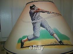 Vintage Major League Baseball Bat Table Lamp, With baseball photos shade