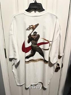 Vintage Nike Baseball Flaming Bat Swoosh 2 Sided T-Shirt Size Size 2XL Rare 90s