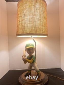 Vintage Oakland A's Lamp Player with Baseball Bat Rare One Of A Kind