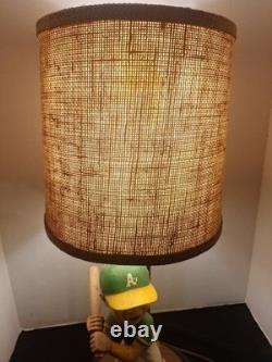 Vintage Oakland A's Lamp Player with Baseball Bat Rare One Of A Kind