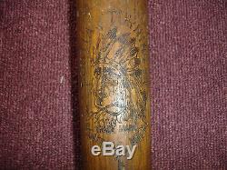 Vintage Rare Pontiac Turning Co No. 1 Indian Baseball Bat Excellent Shape