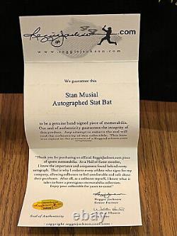 Vintage Stan Musial Autograph & Stat Baseball Bat Coa