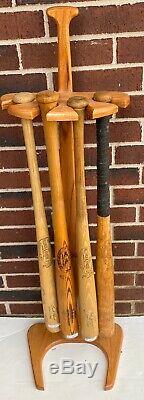 Vintage Store Baseball Bat Lot With Custom Stand Jackie Robinson Nellie Fox