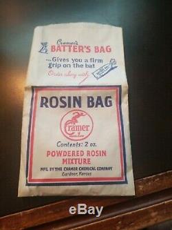 Vintage Store Display Box & 8 Bags 1940-50 CRAMER ROSIN BAGS FOR BASEBALL BATS
