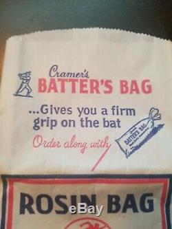 Vintage Store Display Box & 8 Bags 1940-50 CRAMER ROSIN BAGS FOR BASEBALL BATS