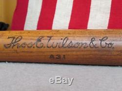 Vintage Thos. E Wilson &Co. Wood Baseball Bat A31 Indoor 33 Antique Great Display