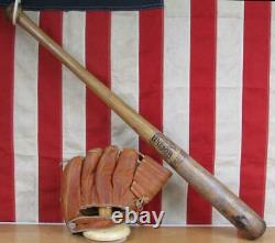 Vintage Wilson Wood Baseball Bat with Hiawatha Leather Glove Both Al Rosen Indians