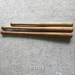 Vintage Wood Baseball Bat Lot 3 Hanna F200, Louisville Slugger Hank Aaron, Oliva