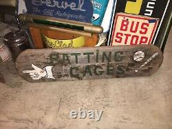 Vintage Wooden Batting Cages Baseball Sign