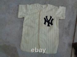 Vintage Yankees Child Bat Boy Baseball Flannel Uniform + Hat Glove