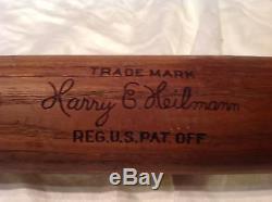 Vintage baseball bat Harry Heilman bone rubbed