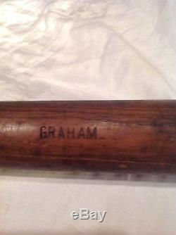 Vintage baseball bat Skinny Graham 1920s side written with shipping label