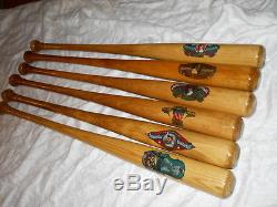 Vintage baseball bat decal replica set of 6