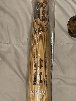Vintage baseball gloves and wood bat lot large