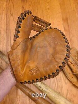 Vintage baseball gloves lot and bats