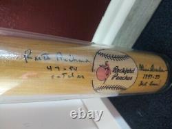 Vintage baseball mini bat Rockford Peaches signed Ruth Richard, Alice Deschaine