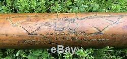 Vtg 1920s 30s Burke Hanna Bat Logo Indoor Outdoor Baseball Bat 33 Athens GA