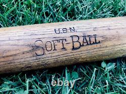 Vtg 1940s WWII USN Hillerich Bradsby 102 H&B Baseball Bat Softball 33 US NAVY