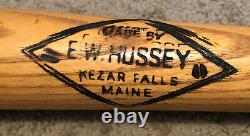 Vtg 1950s E. W. Hussey Baseball Bat Mountain Ash 34.5 Kezar Falls Maine Rare