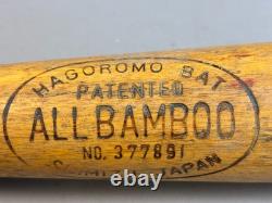 Vtg 40s HAGOROMO ALL BAMBOO Shimizu Japan Wood Baseball Bat 33 32oz Pro Model