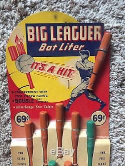 Vtg Big Leaguer Baseball Bat Liter Lighter Display Advertising Display